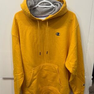 Champion Men's Bright Yellow Hoodie with Gray Lining
